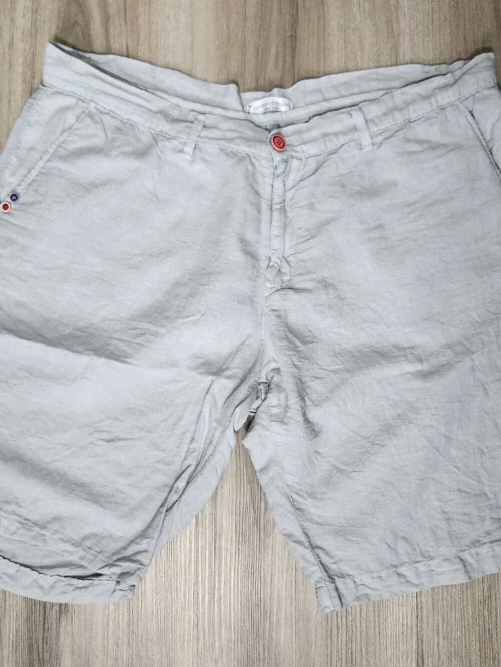 100% Linen Made In Italy Mens Grey Shorts